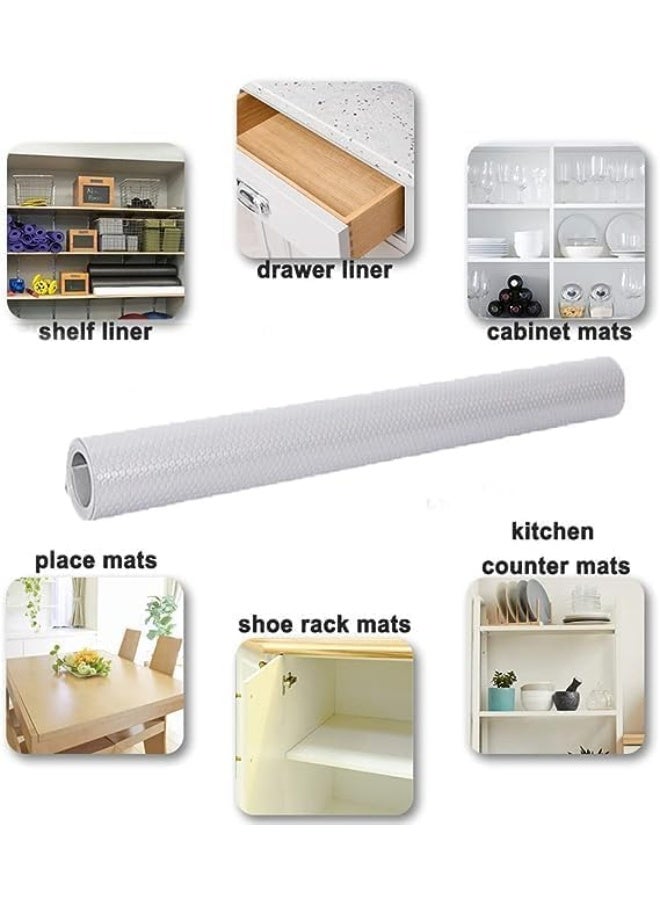 MunKan Shelf Liner for Kitchen (2 Rolls (45 x 150cm) Non-Adhesive Drawer Mats, Non-Slip Food Grade EVA Drawer Liner, Stain-Proof Liner for Shelf, Refrigerator, Cupboard, and Desk ( Grey ) - Image 2